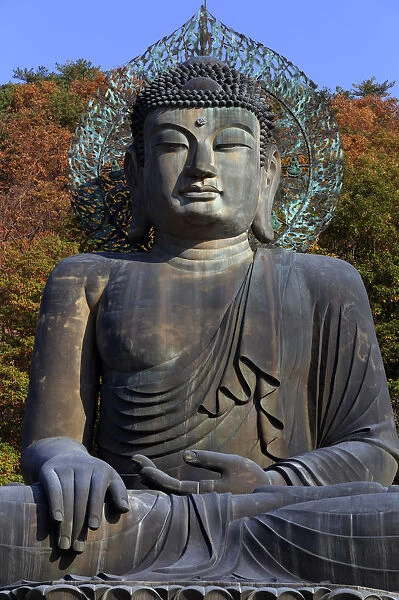 South Korea, Gangwon-do, Seoraksan National Park, Buddha at Sinheung-sa temple complex