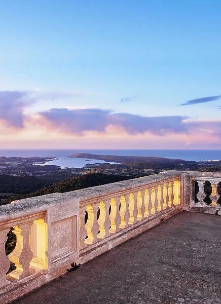 Terrace of Monastery on top of El Toro Mountain, Menorca or Minorca, Balearic Islands
