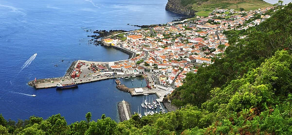 The town of Velas, capital city of Sao Jorge. Azores islands, Portugal