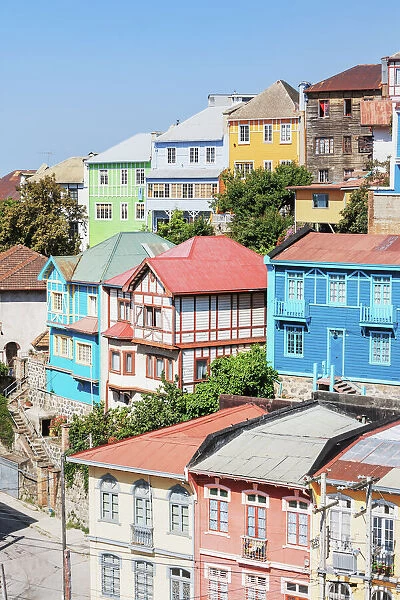 Traditional houses, historic district, Valparaiso, Chile