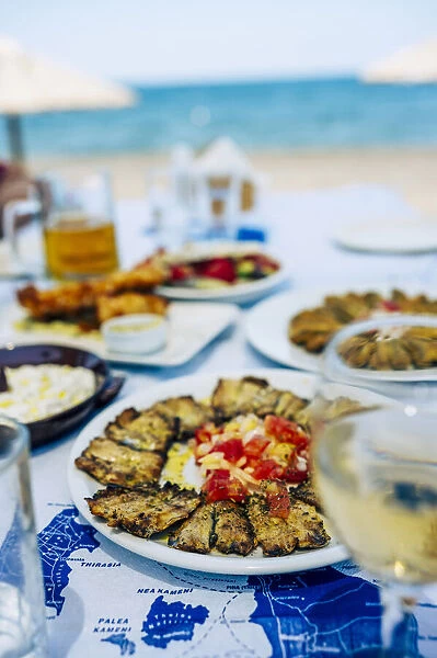 Typical greek lunch, Santorini, Greece