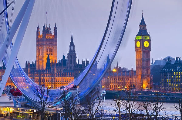UK, England, London, London Eye and Big Ben