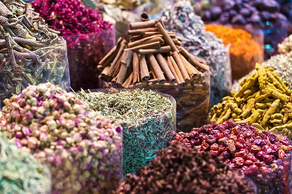 United Arab Emirates, Dubai. Spices for sale at the souk