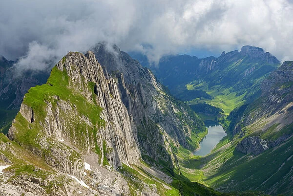View from Altmann at Falen lake, Canton Appenzell, Switzerland