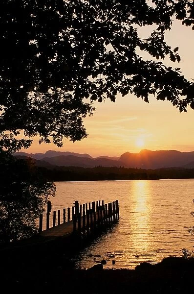 Windermere at sunset in the Lake District UK