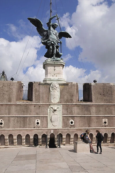 Italy, Lazio, Rome, Castel Sant Angelo, bronze angel & terrace