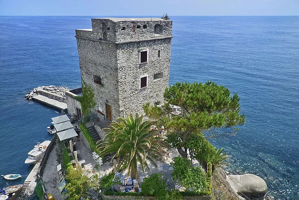 Italy, Liguria, Cinque Terre, Monterosso al Mare, The Aurora Tower a 16th century