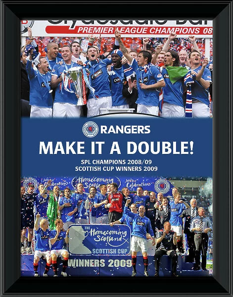 2008  /  09 SPL Champions & Scottish Cup Winners Make it a Double! Framed 16x12 Celebration Montage
