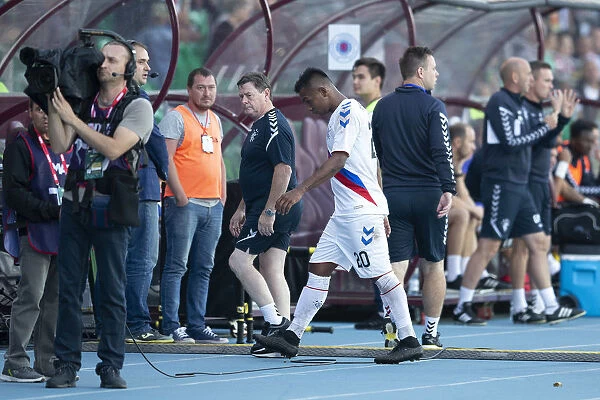 Rangers Morelos Receives Red Card in Europa League Play Off vs FC Ufa at Neftyanik Stadium