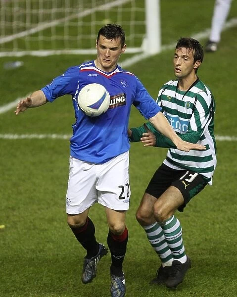 Rangers vs. Sporting Lisbon: A Battle for the Ball - McCulloch vs. Nogueira in the UEFA Cup Quarterfinals at Ibrox (0-0)