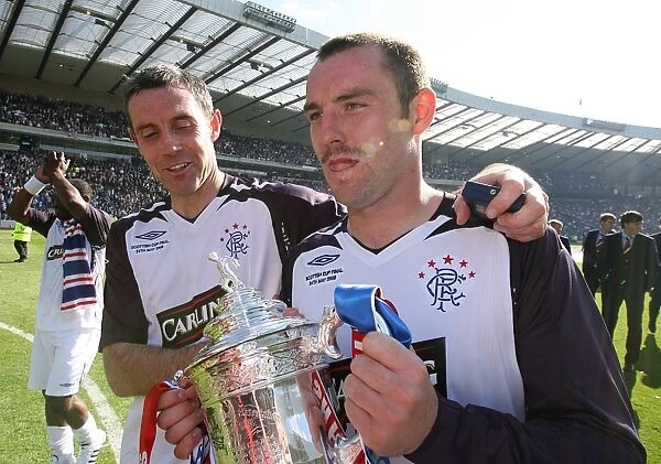Scottish Cup Victory 2008: Rangers - David Weir and Kris Boyd Celebrate with the Trophy