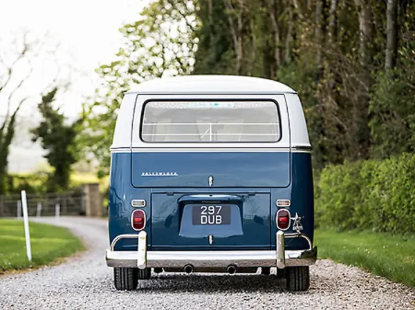 Blue White 1967 VW Volkswagen Classic Camper Van Art