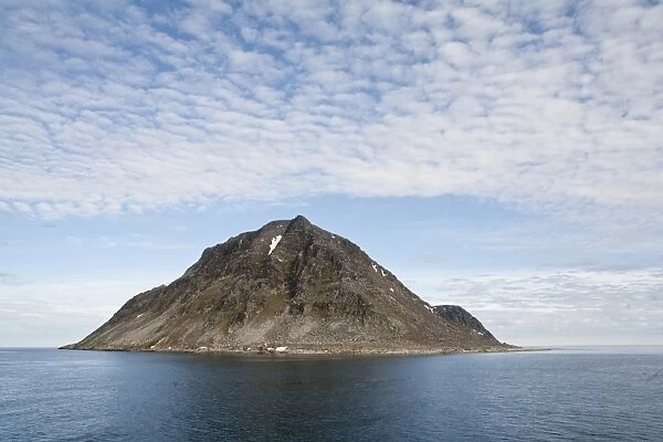 View of island, Little Auk (Alle alle) breeding colony site, Fugelsongen Oya (Birdsong Island), Spitzbergen, Svalbard