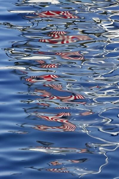Abstract reflection of American flag, Catalina, California