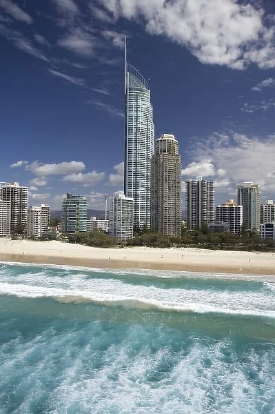 Australia, Queensland, Gold Coast, Surfers Paradise, Q1 Skyscraper - aerial