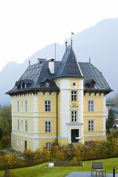 Bad Ischl, Upper Austria, Austria - A yellow old world home with a sign labeling it Villa Lucia