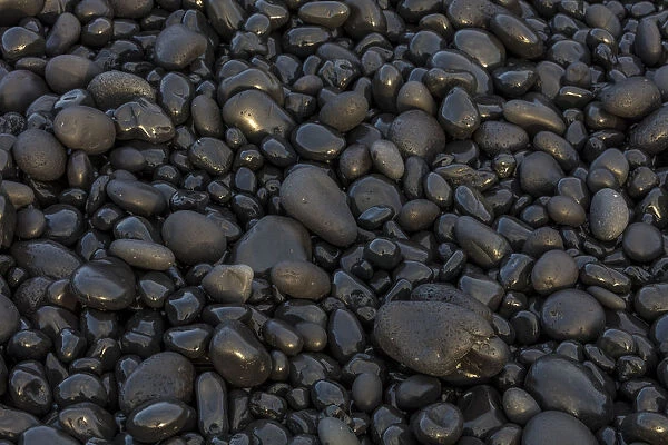 Black pebbles on the beach on the Snaefellsnes Peninsula in western Iceland