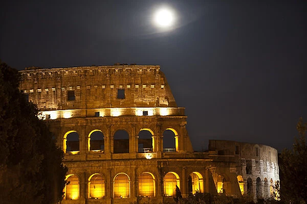 Colosseum Moon Stars Night Rome Italy Built by Vespacian Resubmit--In response