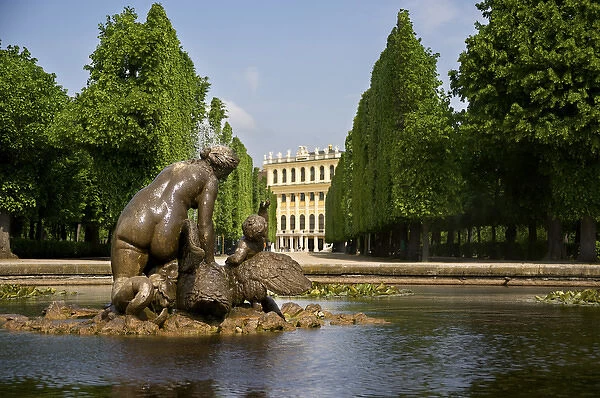 Europe, Austria, Vienna, Schonbrunn Palace sculpture, fountain