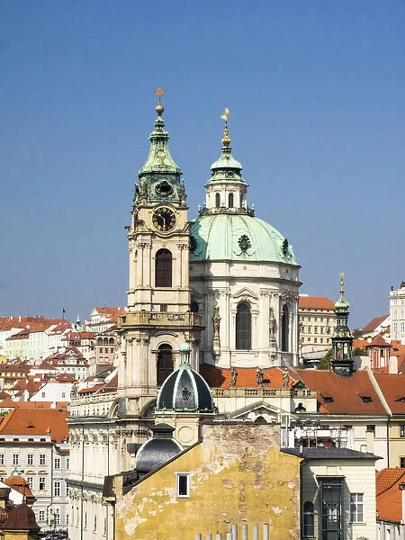 Europe, Czech Republic, Prague. Prague rooftops and St