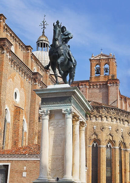 Europe; Italy; Venice; The Bartolomeo Colleoni equestrian statue, located beside the