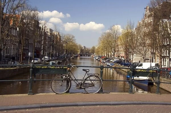 Europe, The Netherlands (aka Holland), Amsterdam. Typical canal view