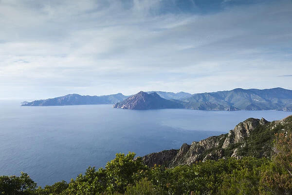 France, Corsica, Corse-du-Sud Department, Calanche Region, Piana, elevated view of
