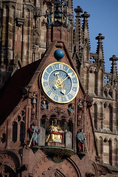 Germany, Bavaria, Nuremberg. Market Square, Our Ladys Church facade (aka Frauenkirche)