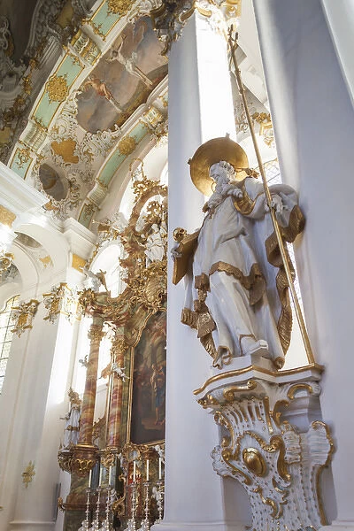 Germany, Bavaria, Wies, Wieskirche church, Bavarian rococo church by Dominikus Zimmerman