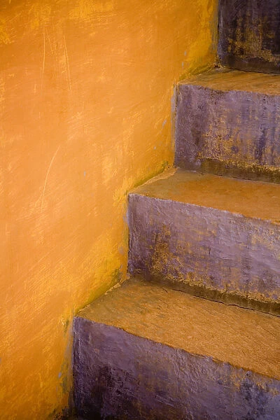 India, Rajasthan. Colorful stairway close-up