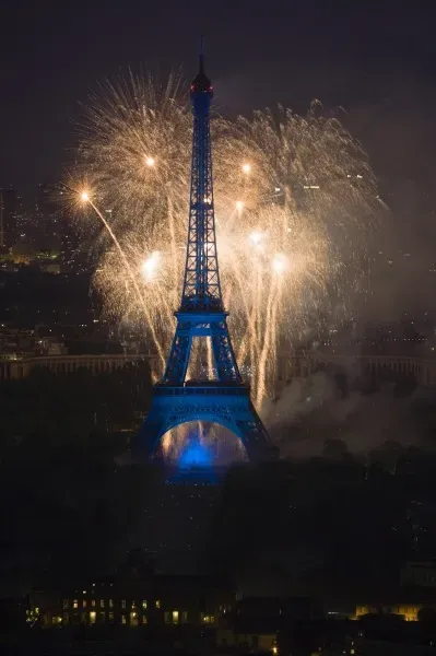 July 14 Fireworks at the Eiffel Tower Print, Paris, Art