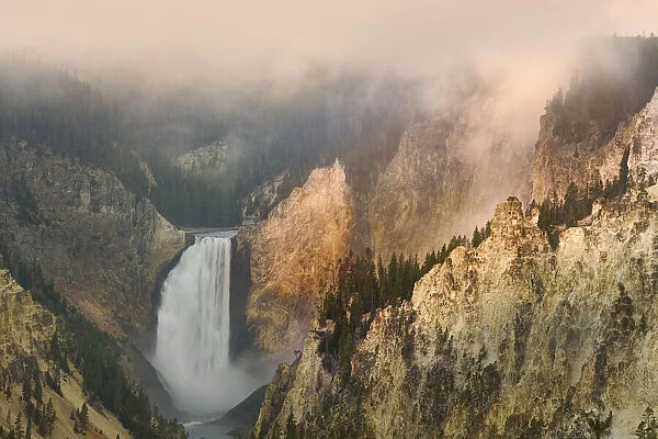 Lower Falls at sunrise from Artist Point, Yellowstone National Park, Wyoming