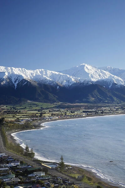 New Zealand, South Island, Kaikoura and Snow on Seaward Kaikoura Range