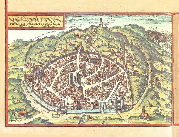 Nimes, Town map, 16th cent. FRANCE Copyright: aACollectionLtd