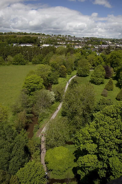 Scenic view from the Blarney Castle top of the River Martin and the green lush grounds