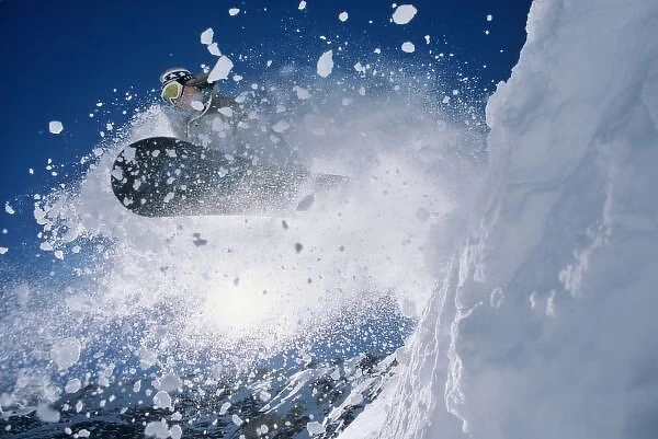 Snowboarding at Snowbird Resort, Wasatch Mountains, Utah (MR)