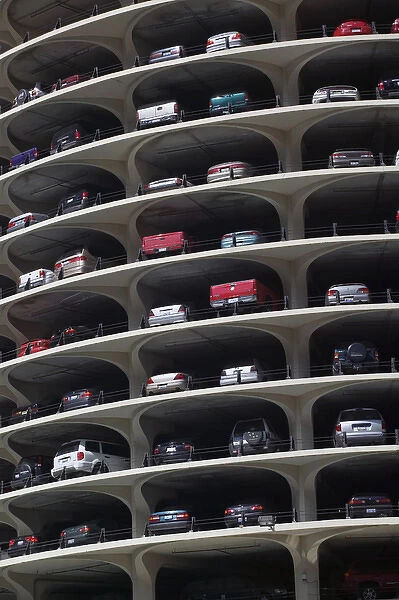 USA, Illinois, Chicago: Marina City, Circular Parking Garage