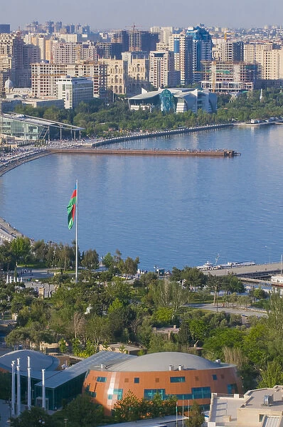 View over coast of Baku, Baku Bay, Azerbaijan