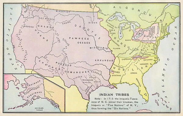 American Indian tribe locations in 1715