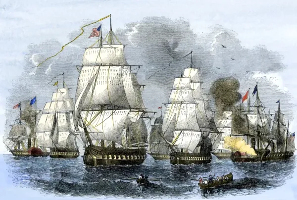 USS Expedition to Japan, 1852 Hand-Color Woodcut Print. Art Prints