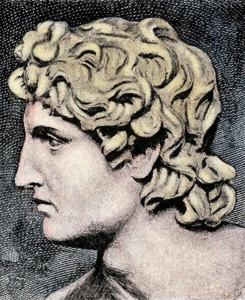 PANC2A-00037. Alexander the Great.. Hand-colored 19th-century halftone