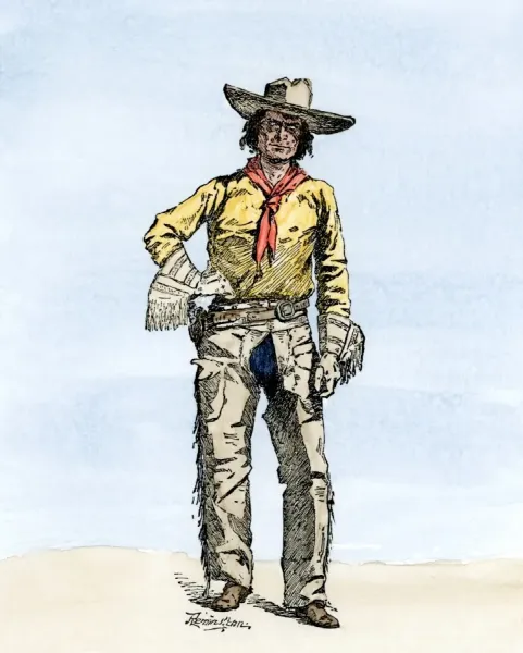 Texas Cowboy Print, 19th Century American West. Art Prints