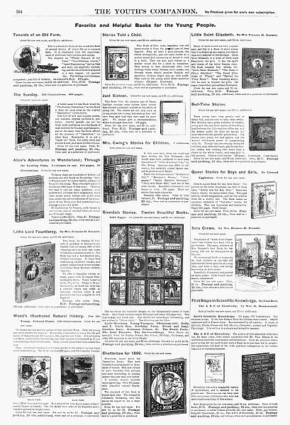 ADVERTISEMENT: BOOKS, 1890. American magazine advertisement for Favorite and Helpful