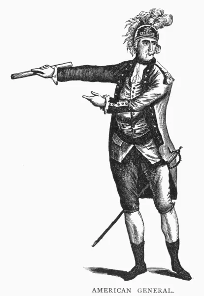 An American General from the Revolutionary War. Line engraving from Barnards History of England, late 18th century