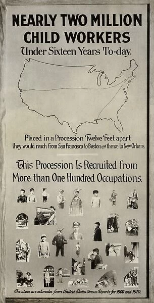 ANTI-CHILD LABOR POSTER. American exhibit panel explaining that there are nearly