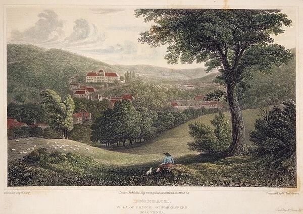 AUSTRIA, 1822. A view of Dornbach, near Vienna, Austria: steel engraving, 1822, after Robert Batty