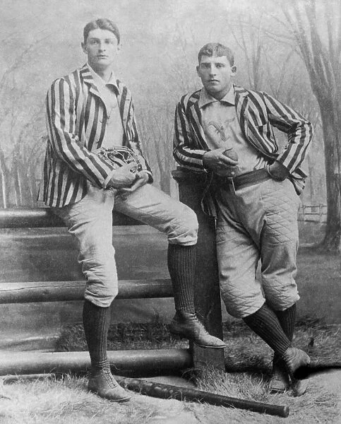 BASEBALL: YALE, c1890. Portrait of Yale University baseball players Stagg and Warner