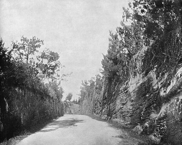 BERMUDA, c1890. A road built by convicts in Bermuda. Photograph, c1890