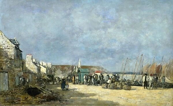 BOUDIN: CAMARET, 1873. Quay at Camaret. Oil on canvas by Eugne Boudin, 1873