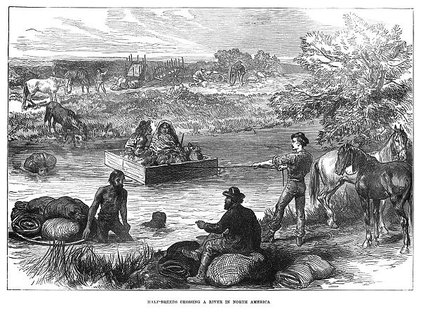 CANADA: RIVER CROSSING. A group of Canadian Metis (half French-Canadian, half Cree)